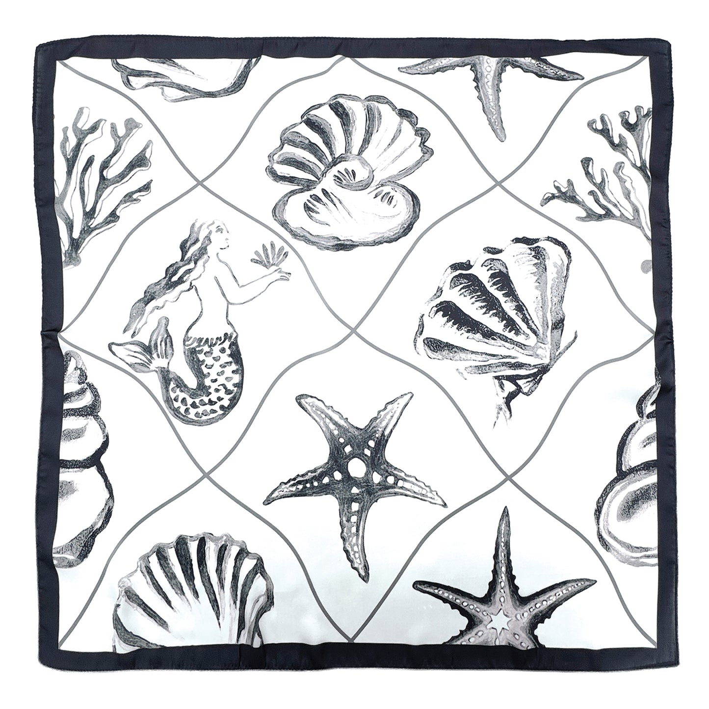 Sea Shell Print Square Scarf