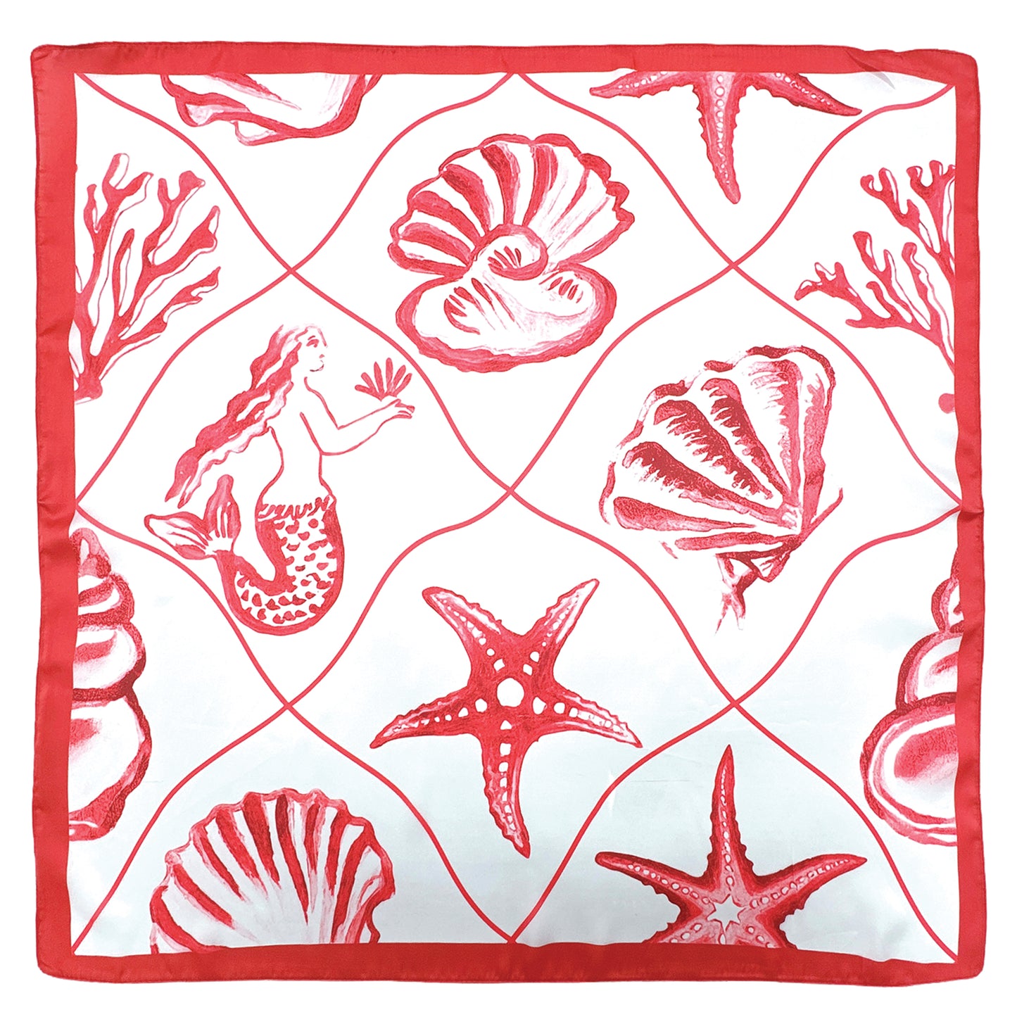 Sea Shell Print Square Scarf