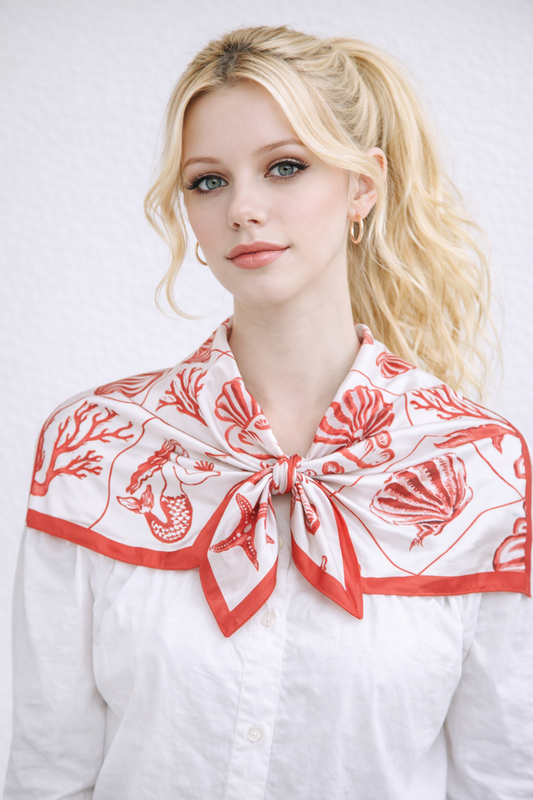 Sea Shell Print Square Scarf