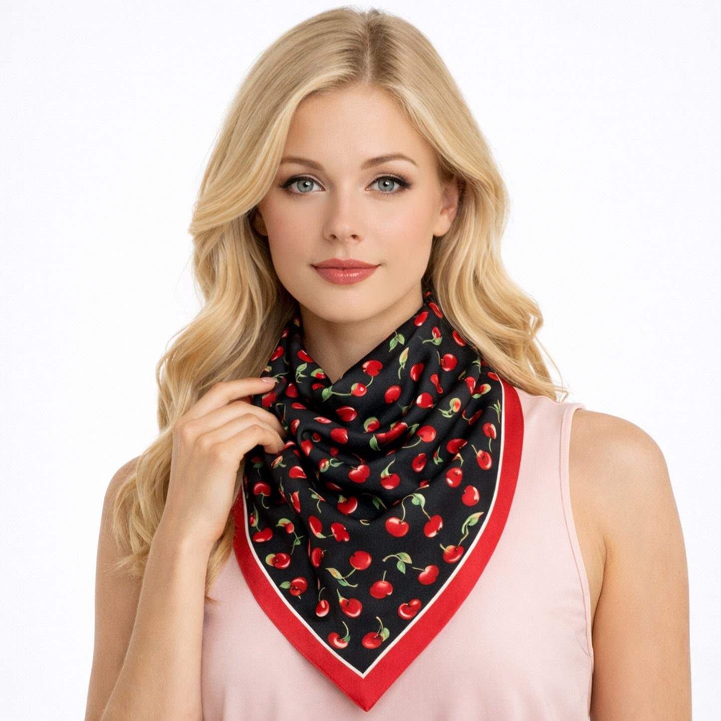 Cherry Print Square Scarf