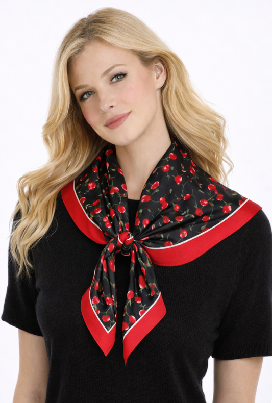 Cherry Print Square Scarf