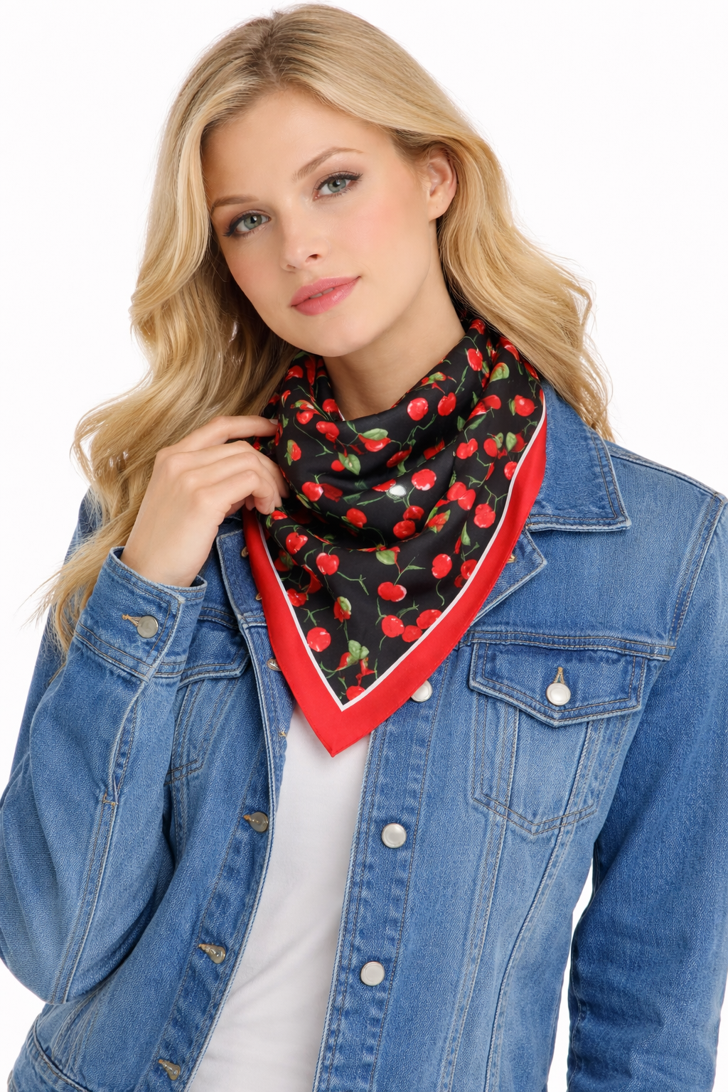 Cherry Print Square Scarf