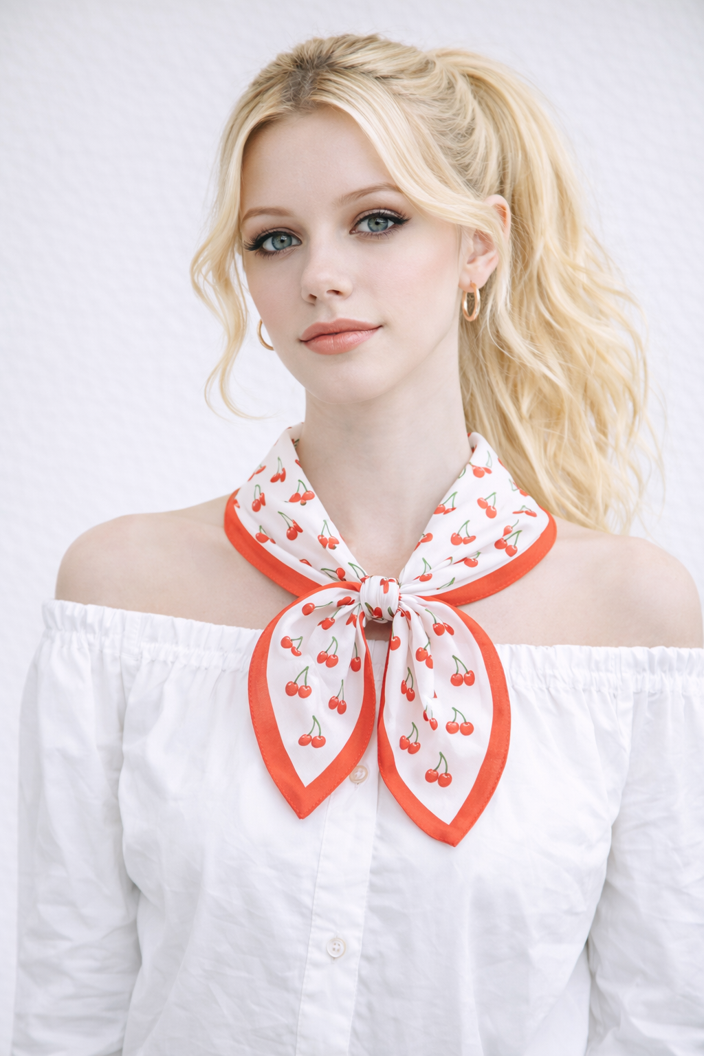 Cherry Print Square Scarf