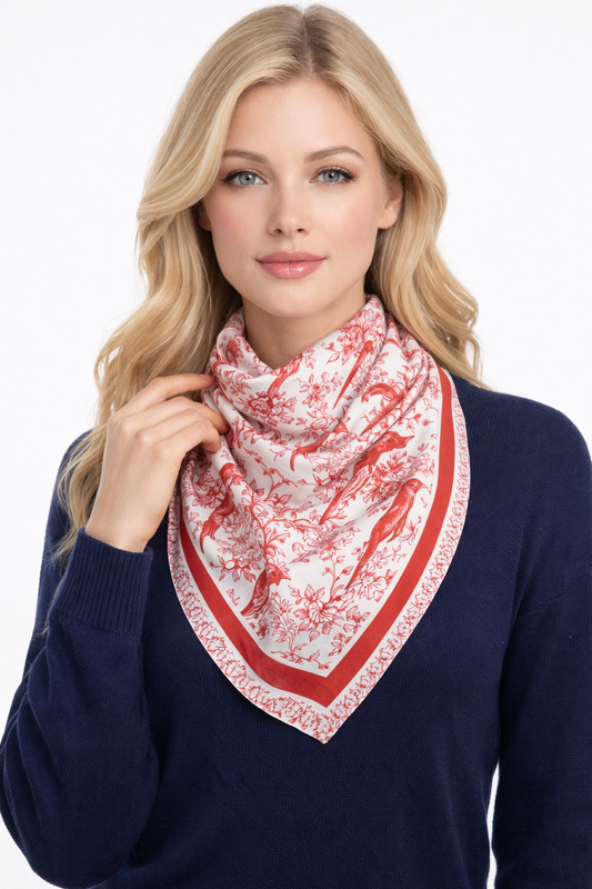 Bird Print Square Scarf