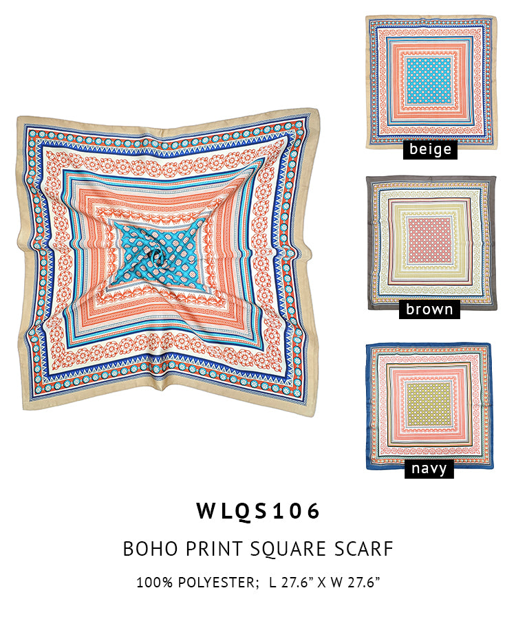 Boho Print Square Scarf