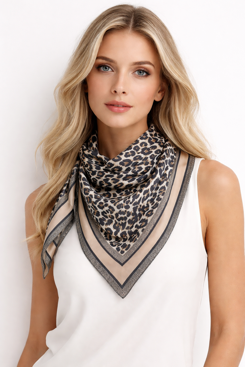 Leopard Print Square Scarf
