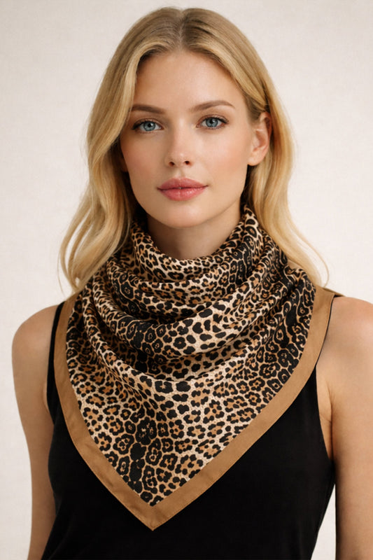 Leopard Print Square Scarf
