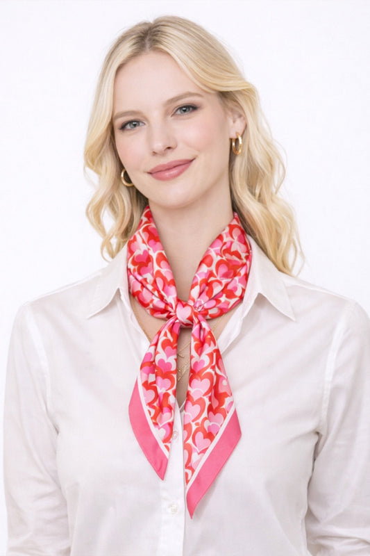 Heart Print Square Scarf