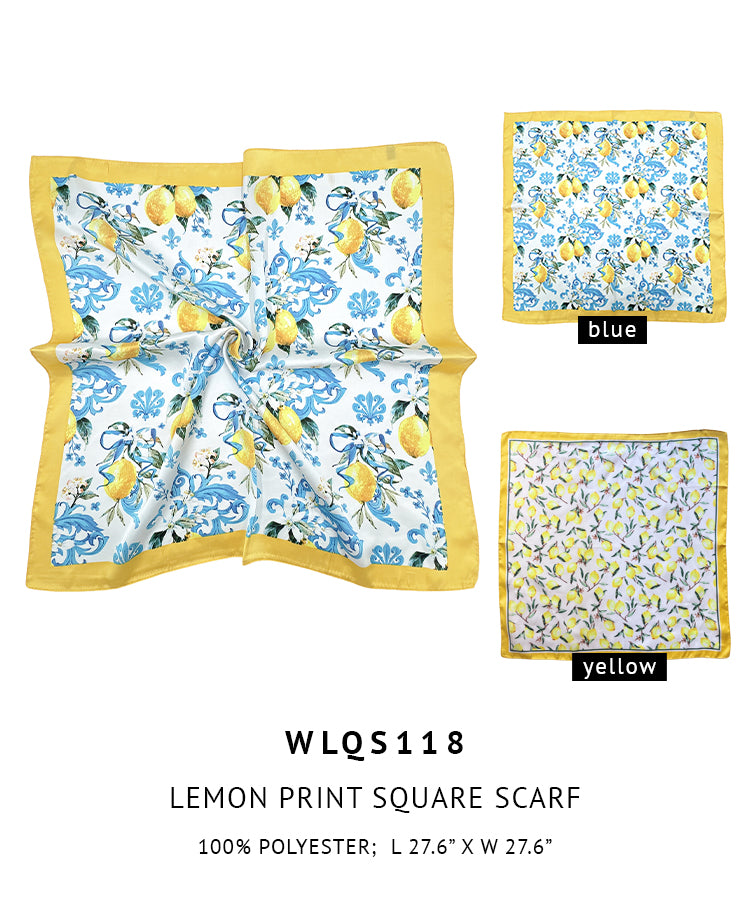 Lemon Print Square Scarf