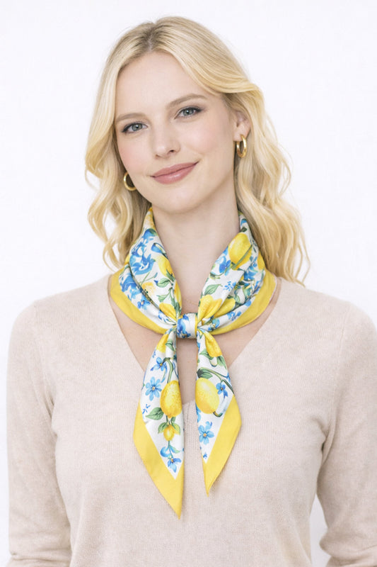 Lemon Print Square Scarf
