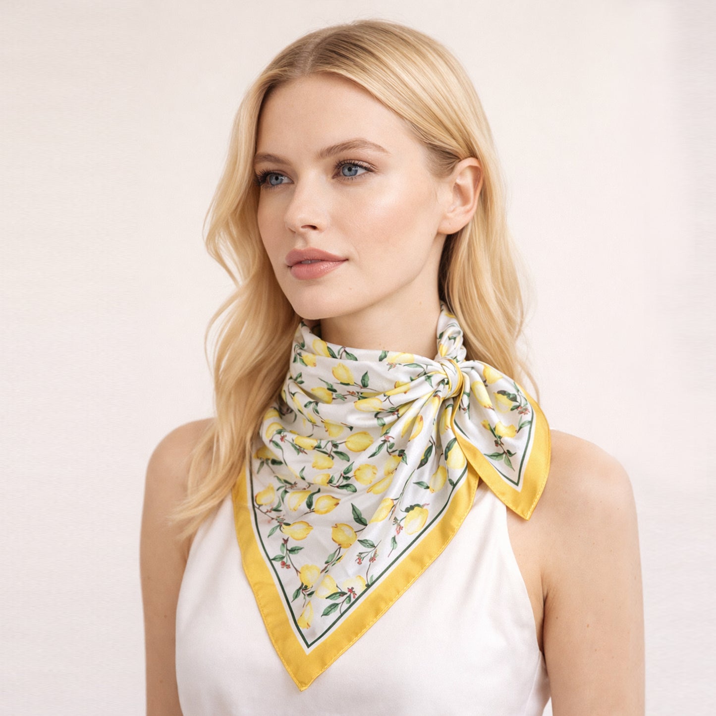 Lemon Print Square Scarf