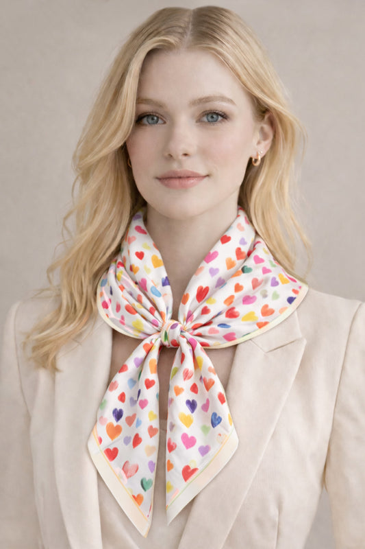 Heart Print Square Scarf