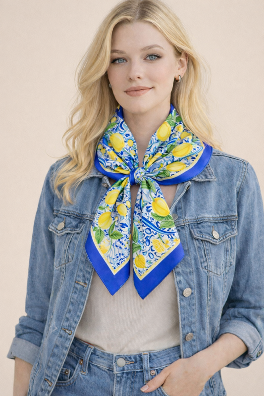 Lemon Print Square Scarf