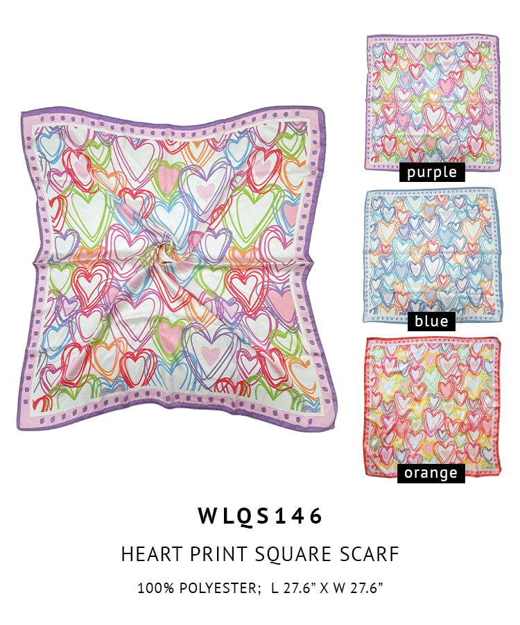 Heart Print Square Scarf