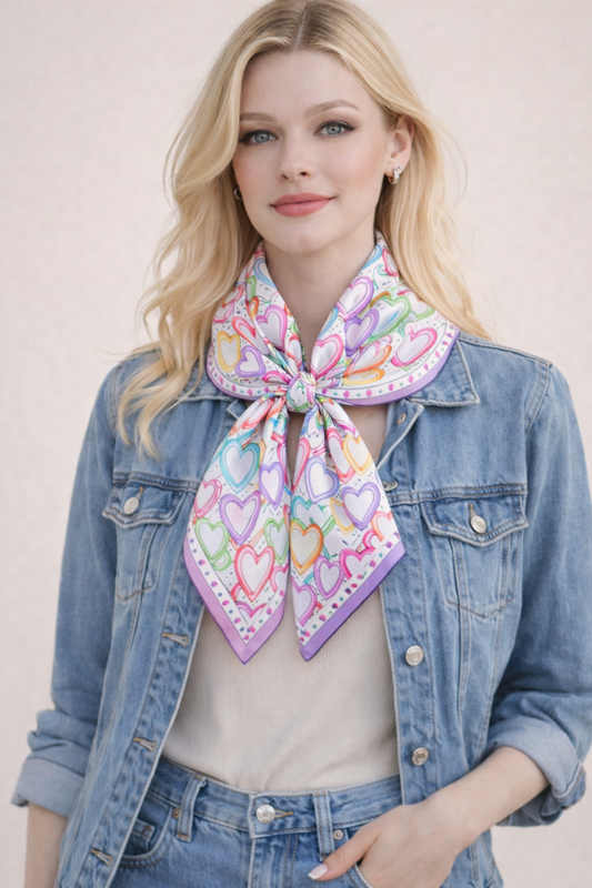 Heart Print Square Scarf