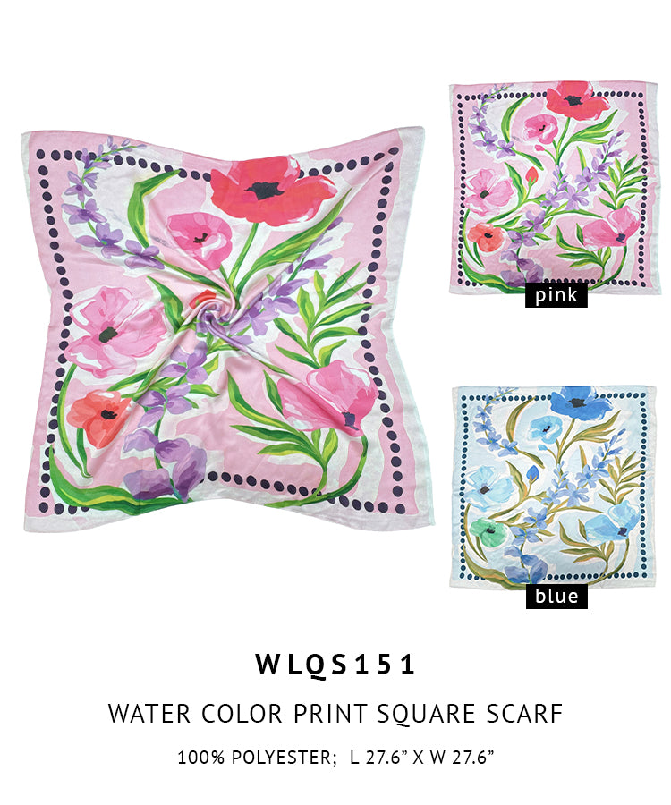 Water Color Print Square Scarf