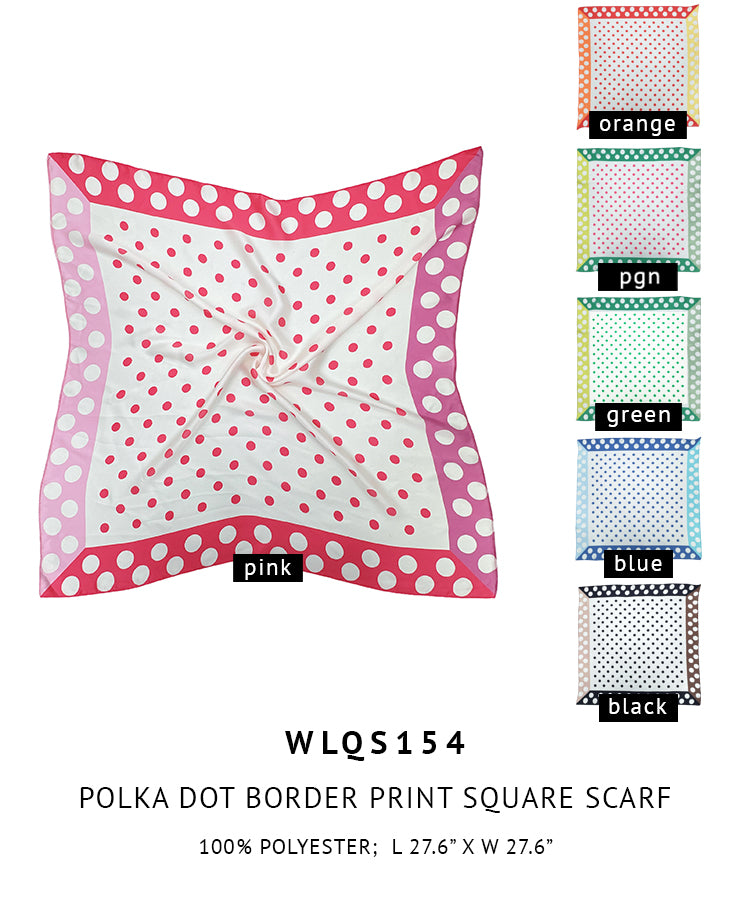 Polka Dot Border Print Square Scarf