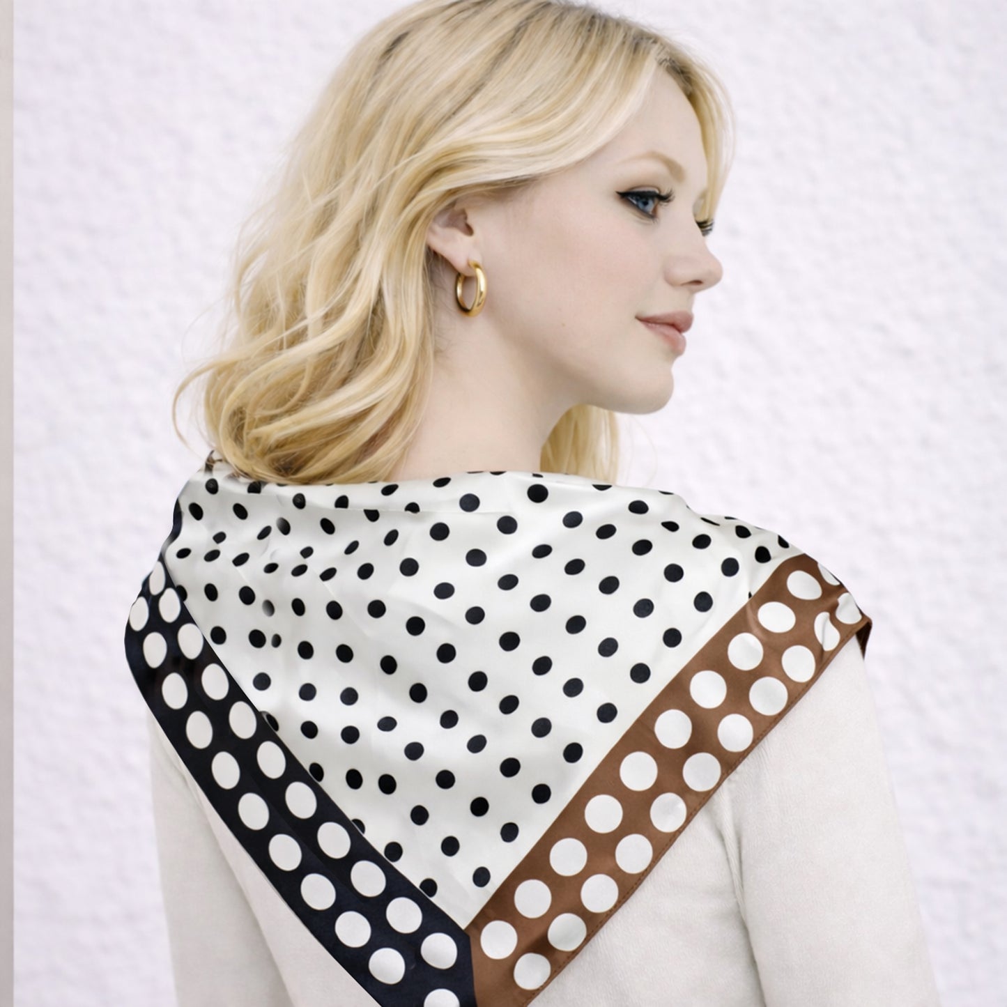 Polka Dot Border Print Square Scarf