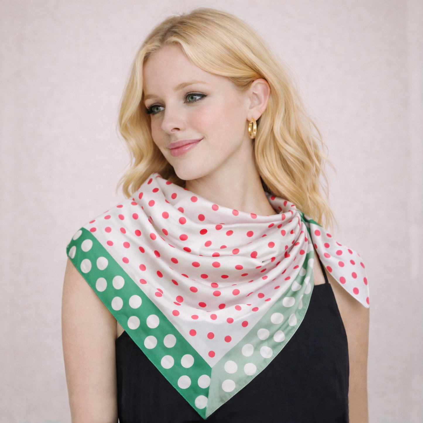 Polka Dot Border Print Square Scarf