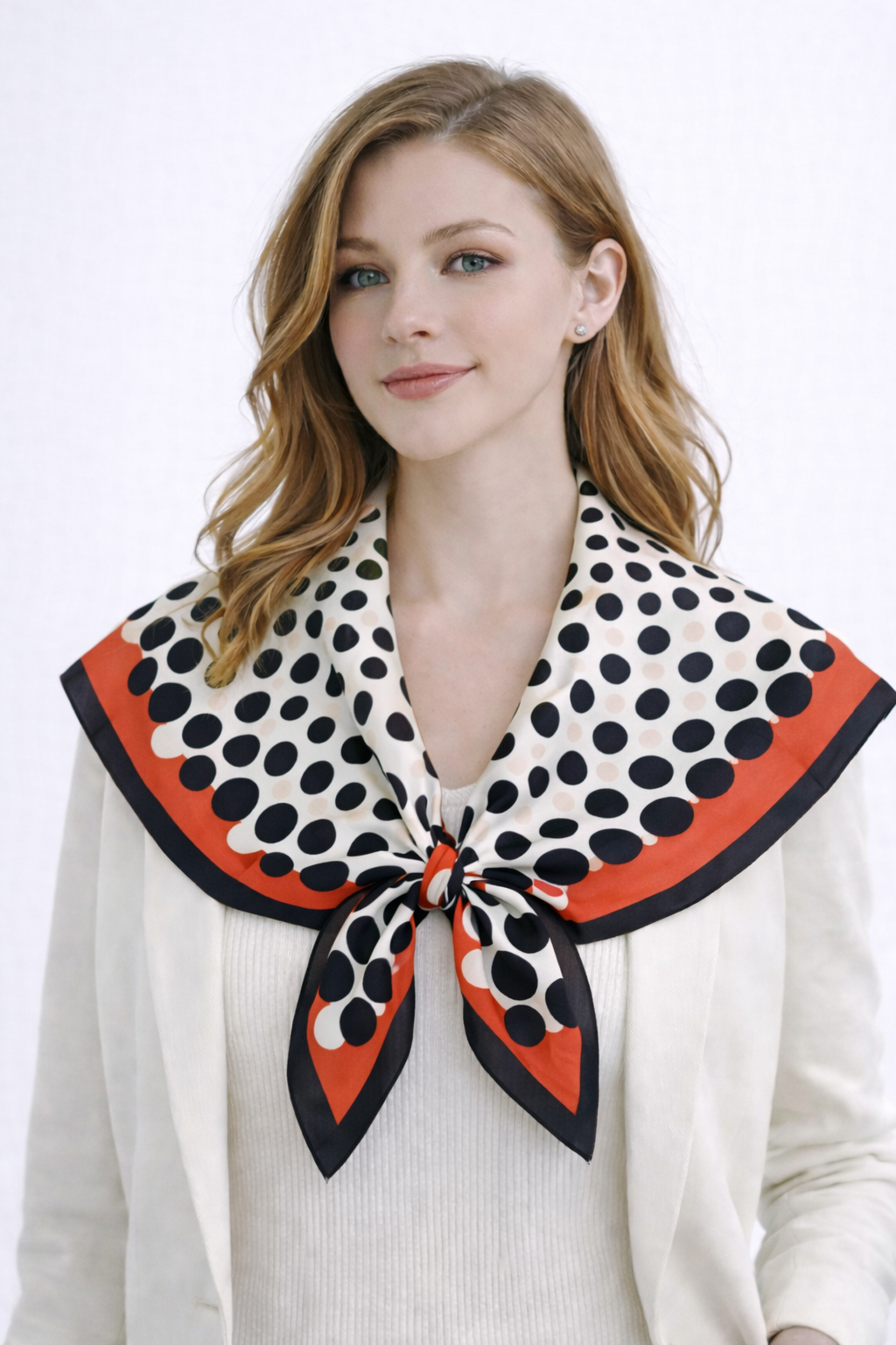 Polka Dot Border Print Square Scarf
