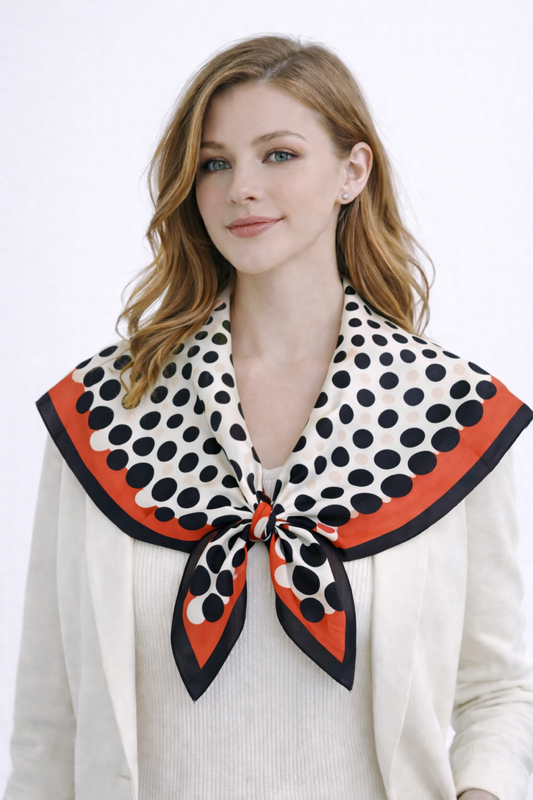 Polka Dot Border Print Square Scarf
