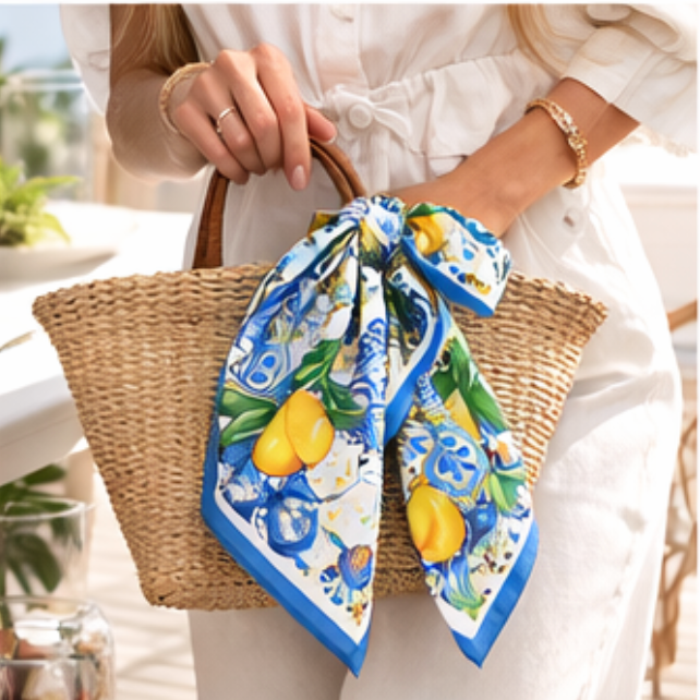 Lemon Print Square Scarf