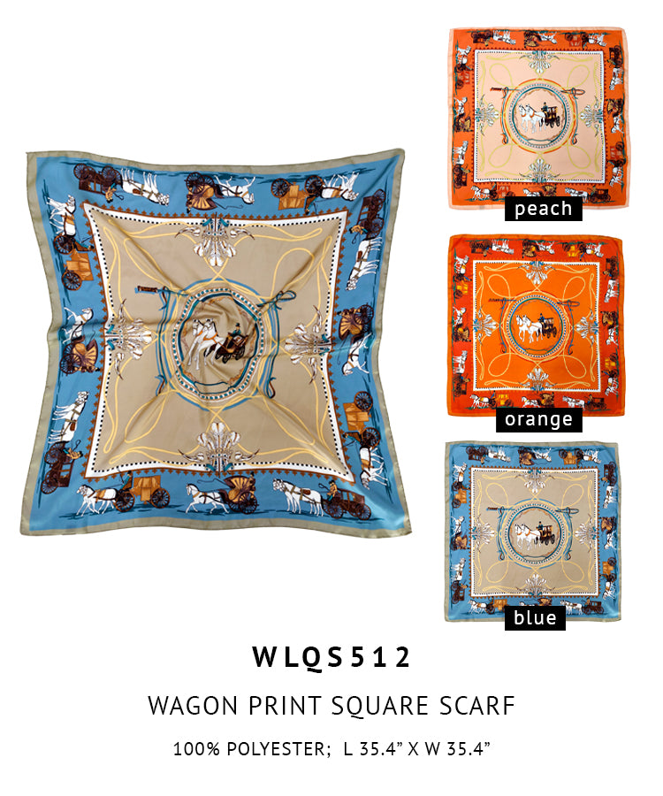 Wagon Print Square Scarf
