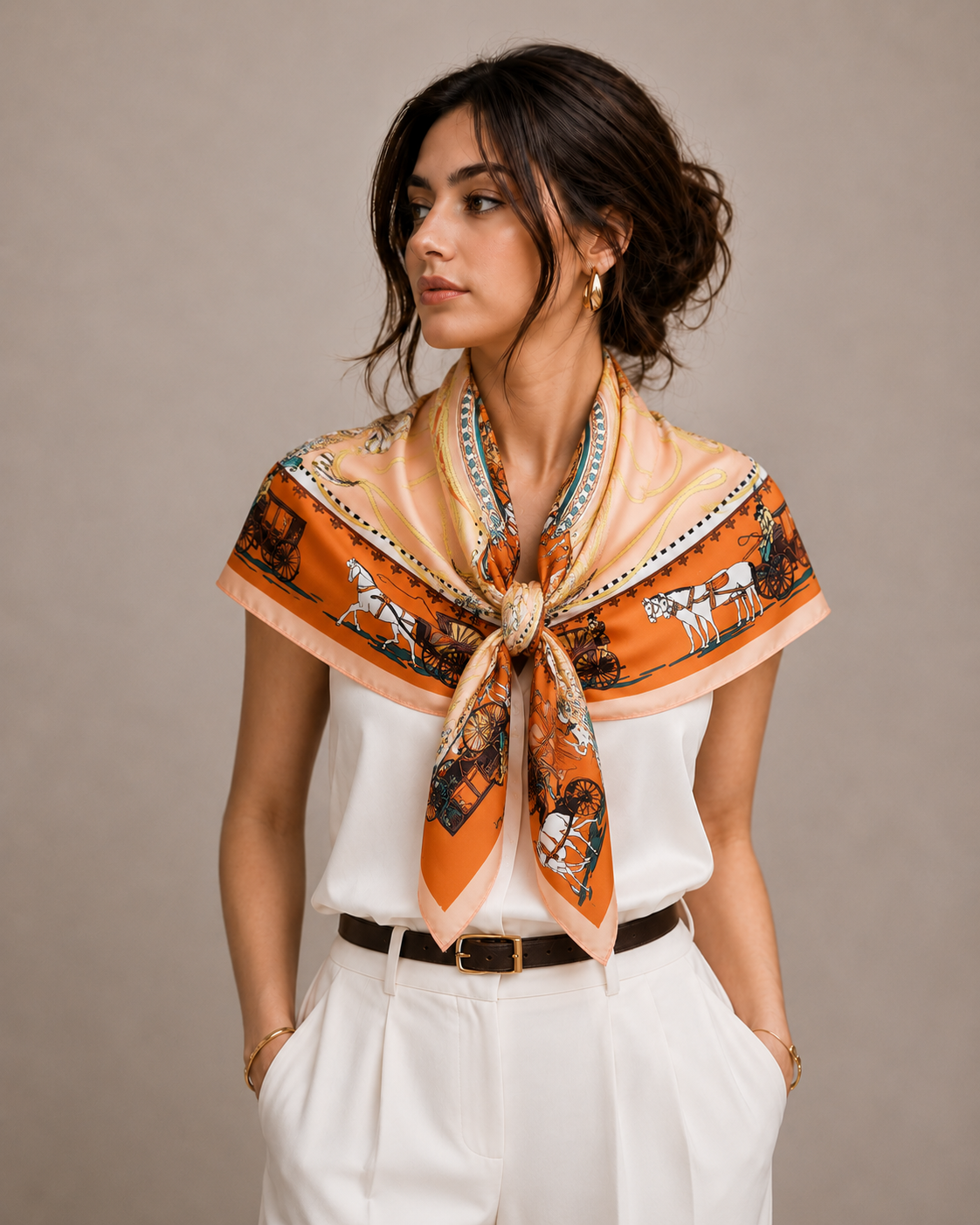Wagon Print Square Scarf