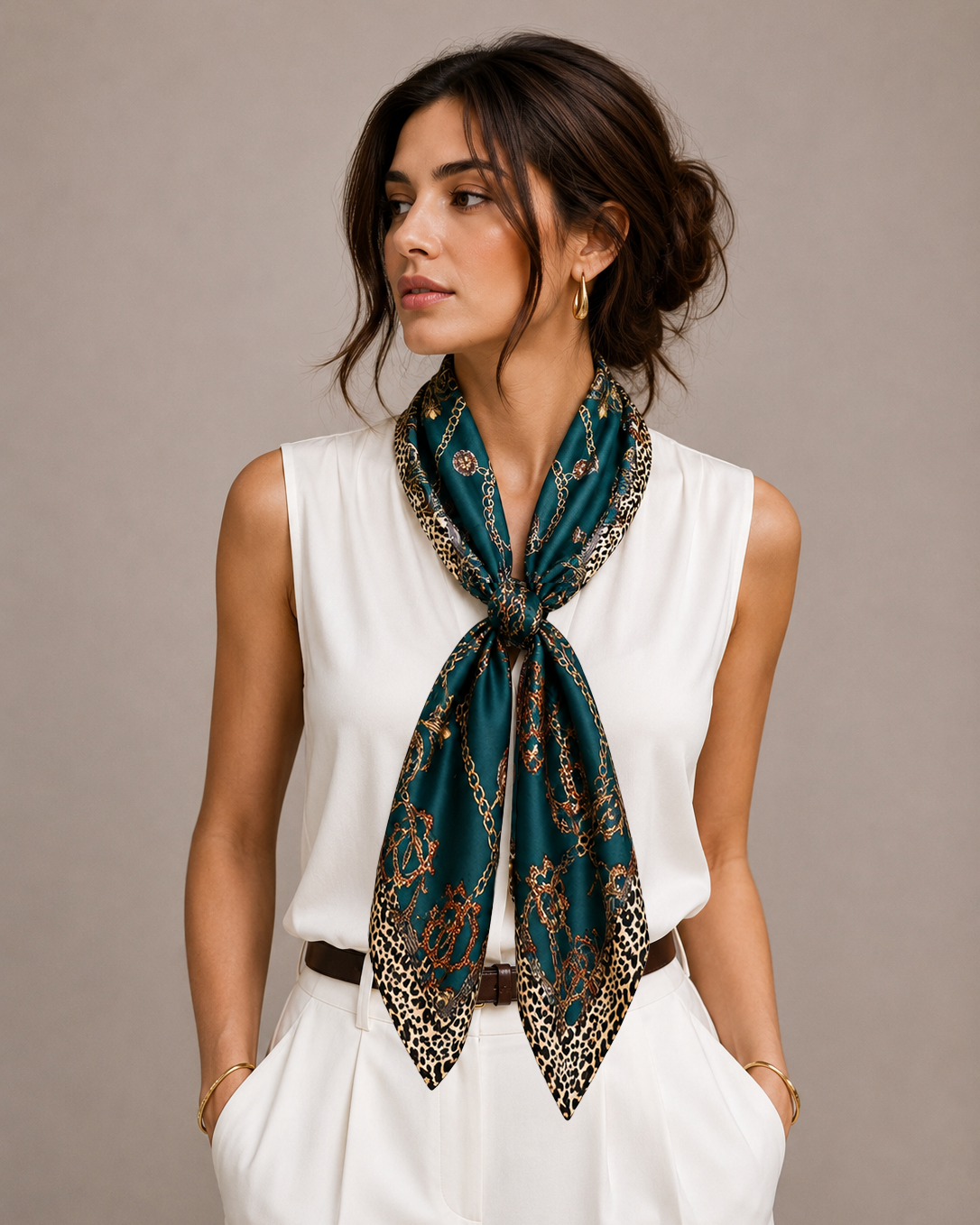 Chain Print Square Scarf