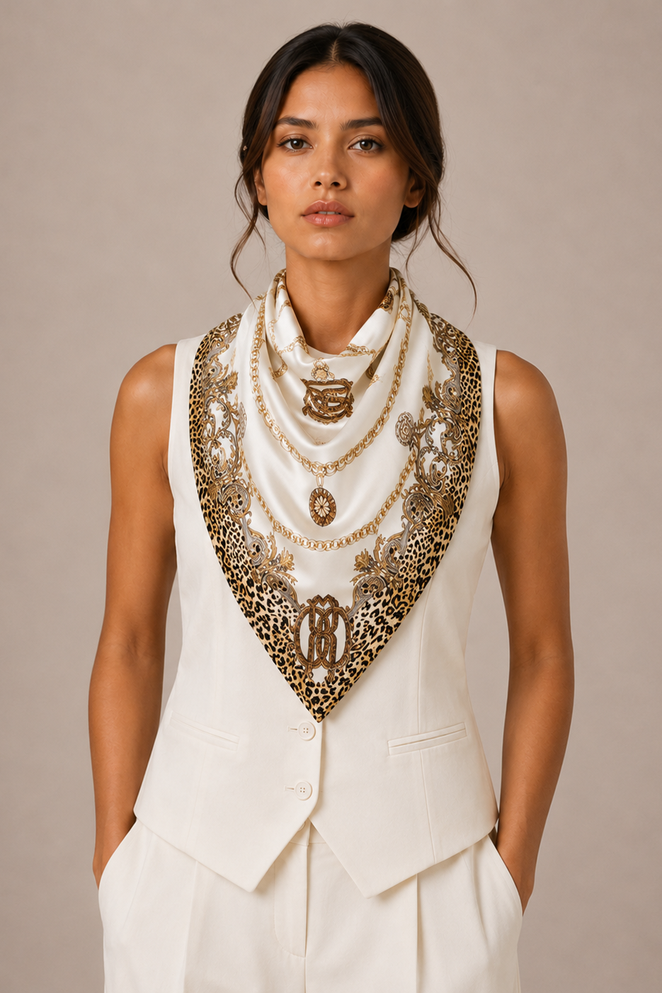 Chain Print Square Scarf