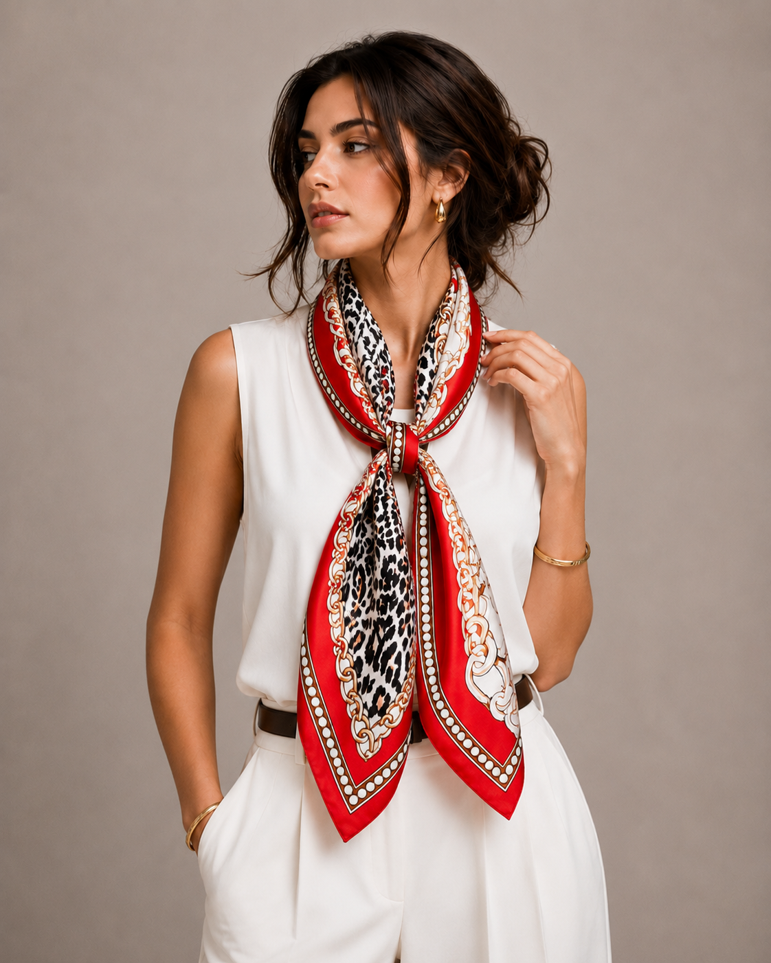Chain Print Square Scarf