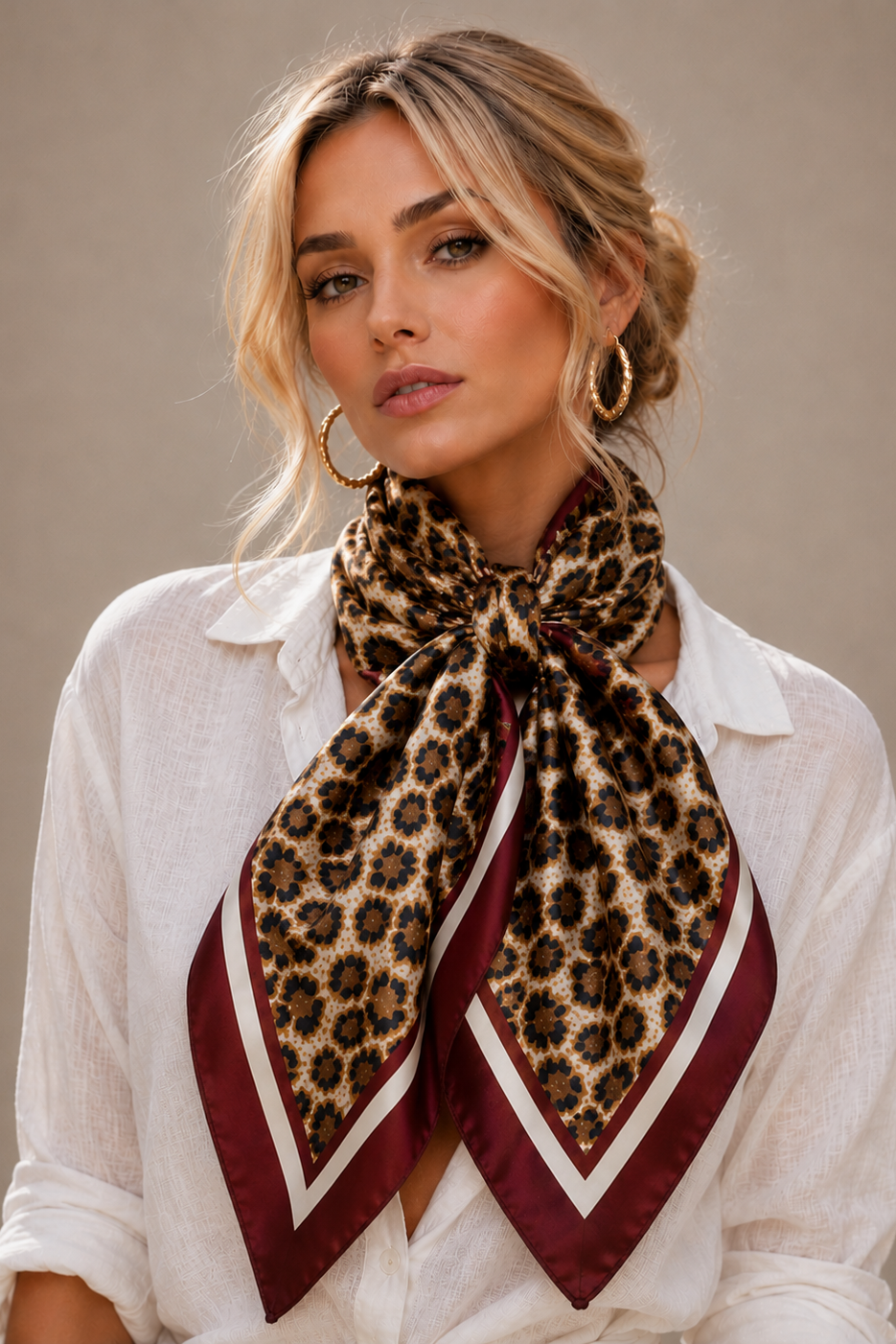 Leopard Print Square Scarf