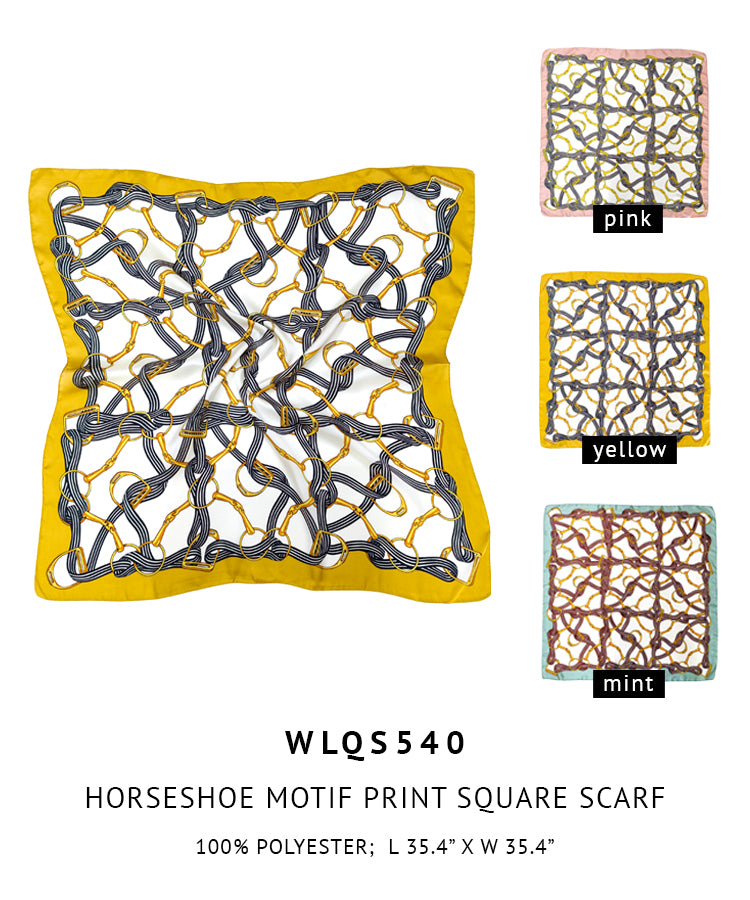 Horseshoe Motif Print Square Scarf