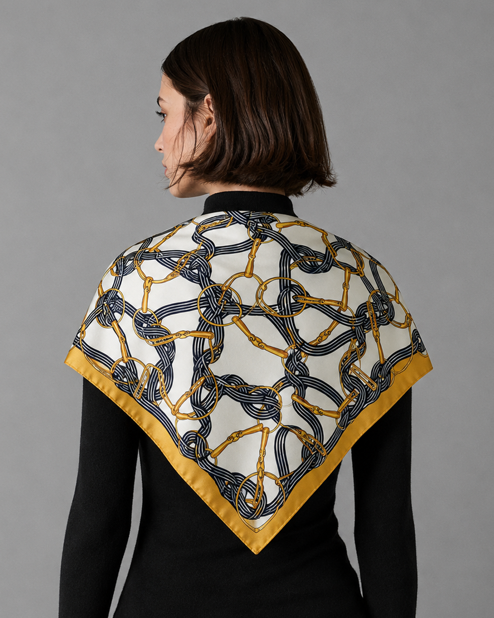 Horseshoe Motif Print Square Scarf