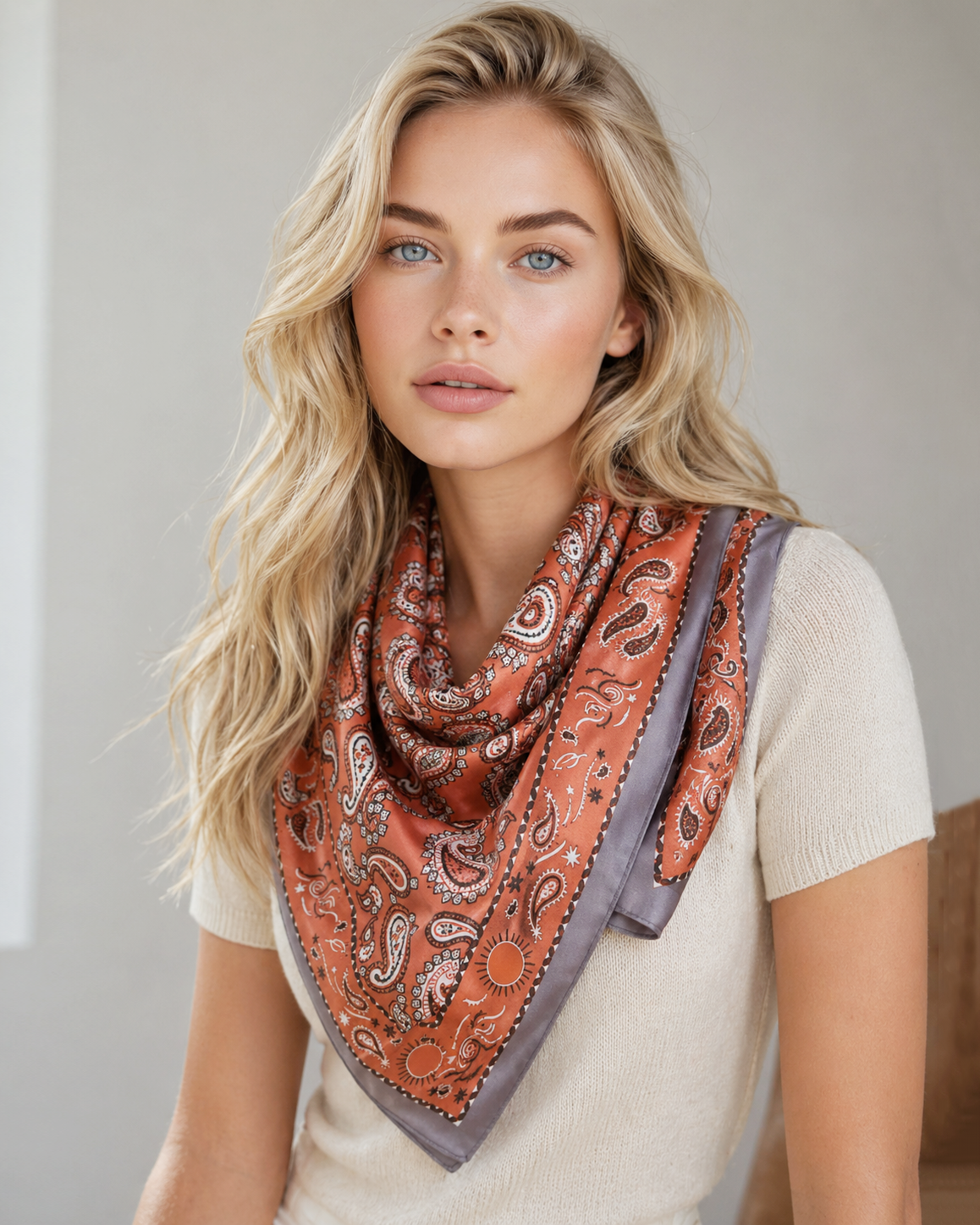 Paisley Print Square Scarf