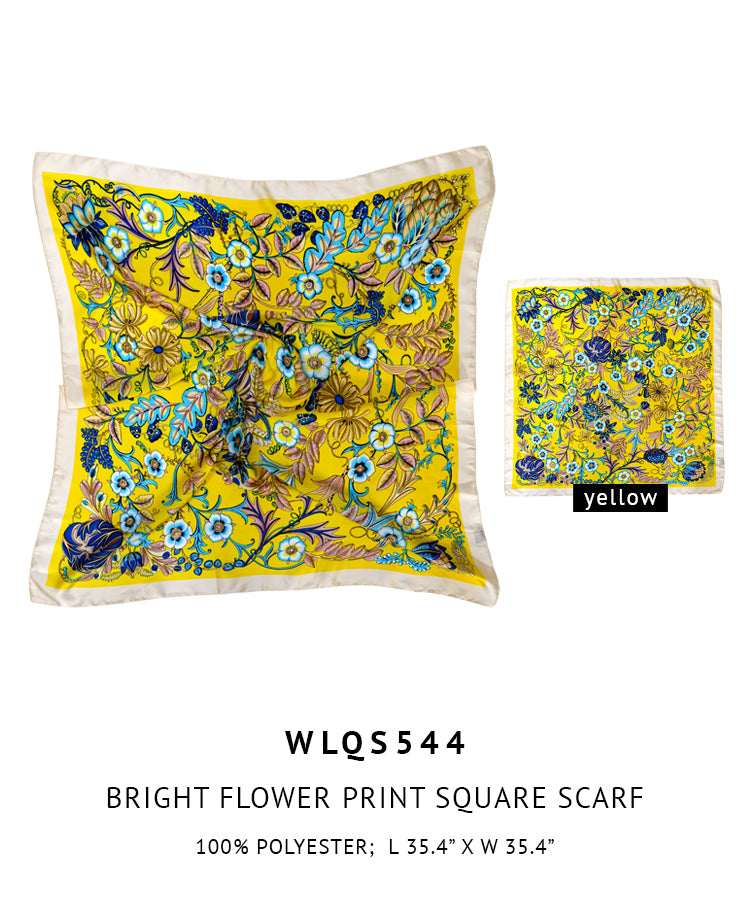 Bright Flower Print Square Scarf