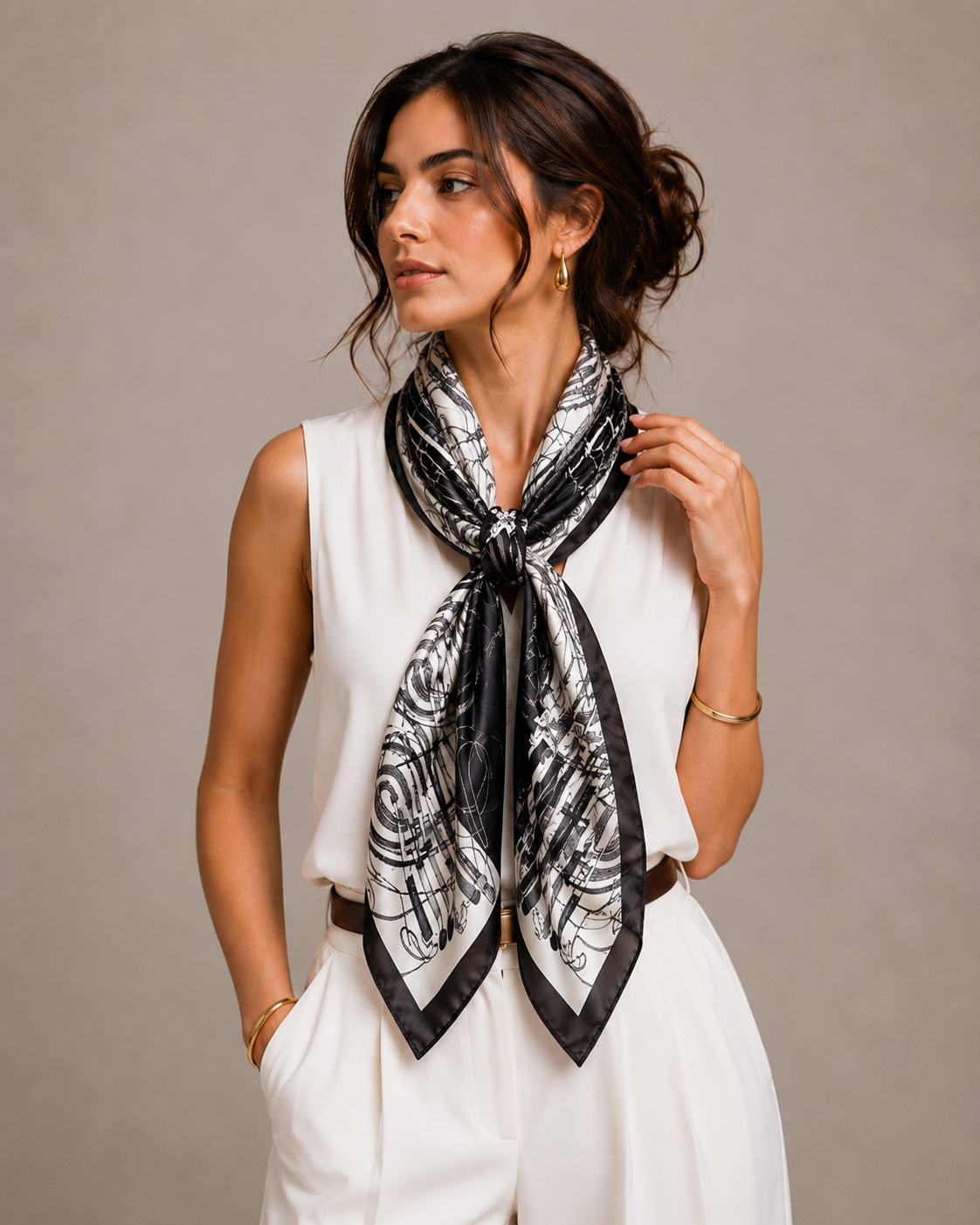 Riding Crop Print Square Scarf