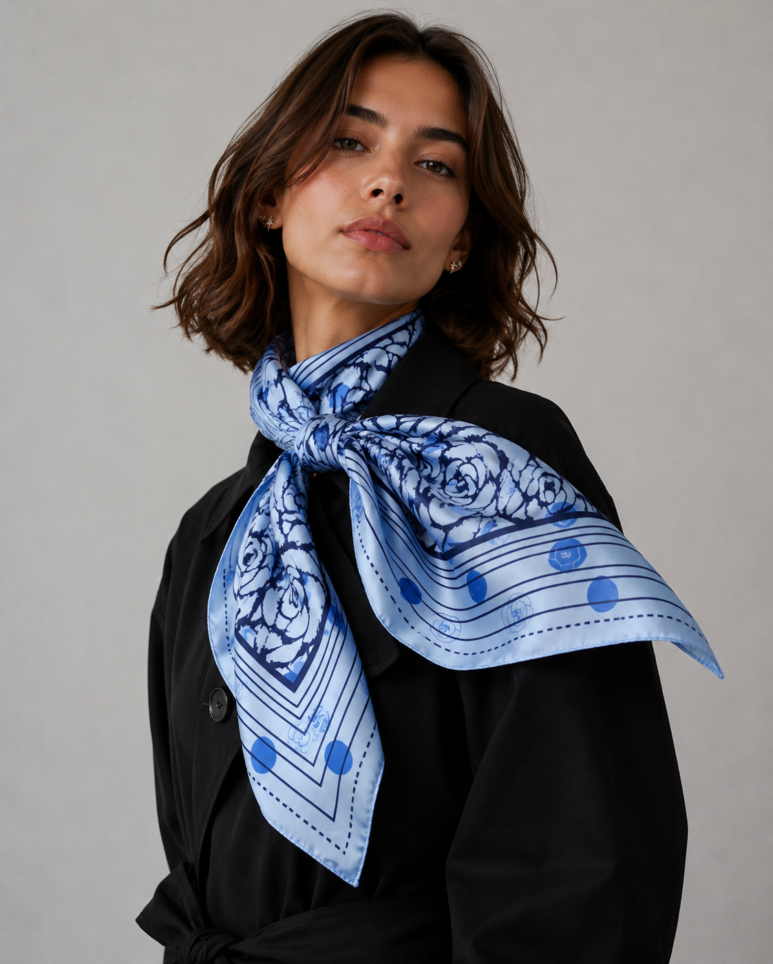 Rose Border Print Square Scarf