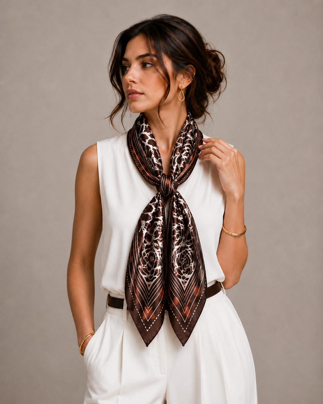 Rose Border Print Square Scarf