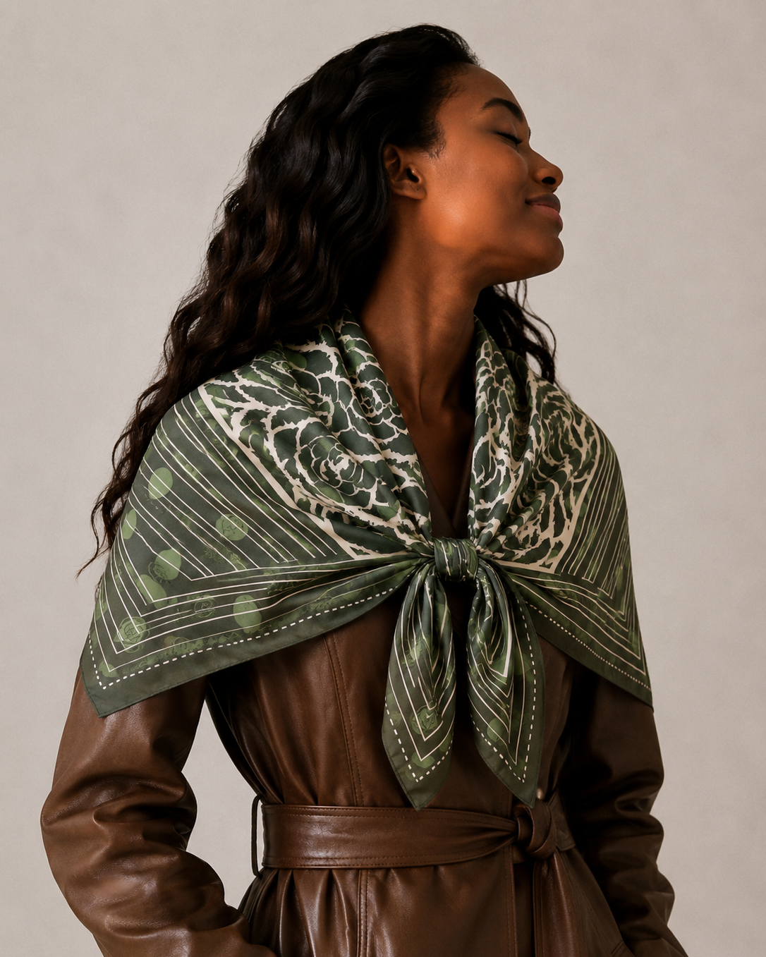 Rose Border Print Square Scarf