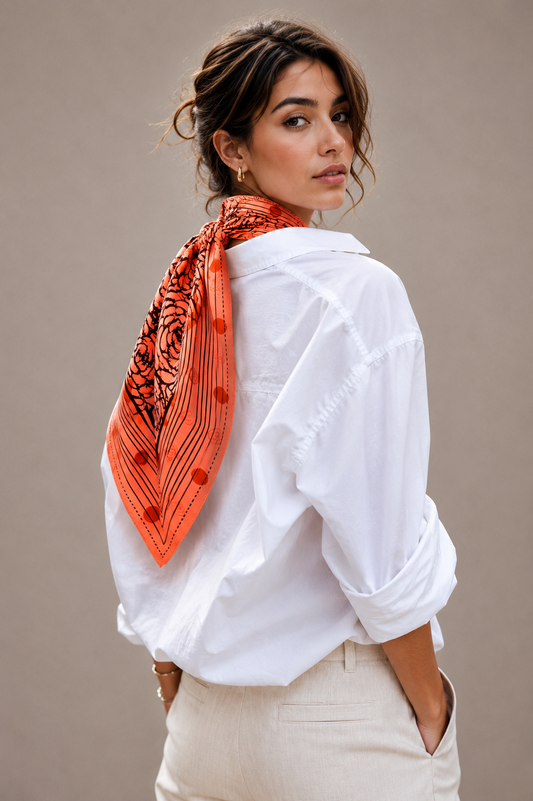 Rose Border Print Square Scarf