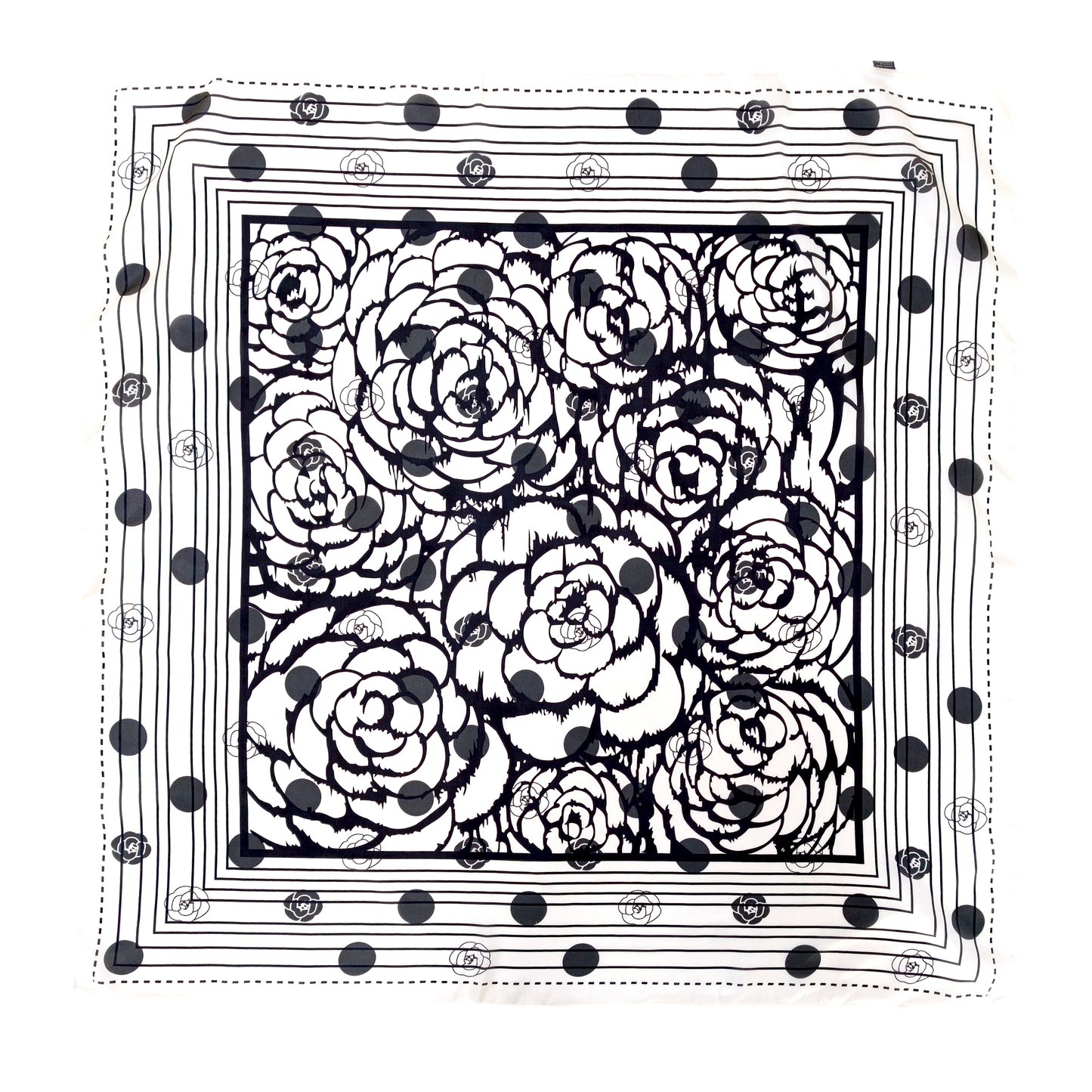 Rose Border Print Square Scarf