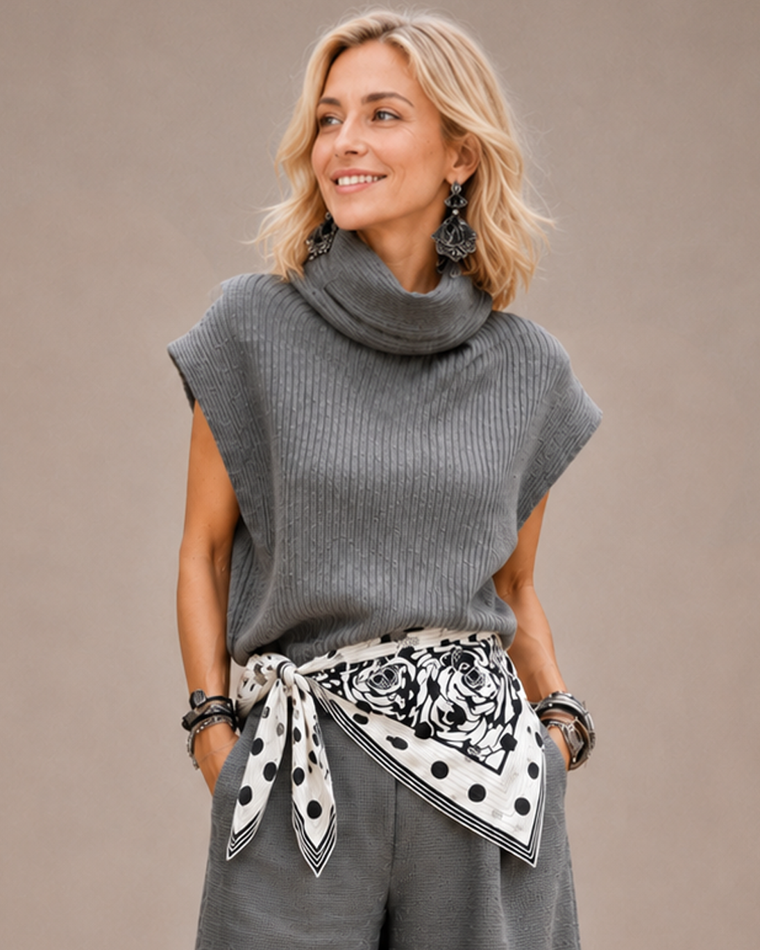 Rose Border Print Square Scarf