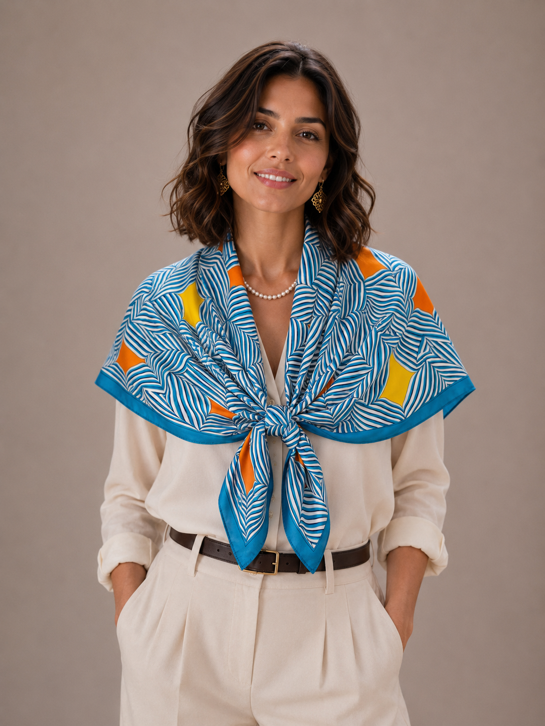 Maze Print Square Scarf