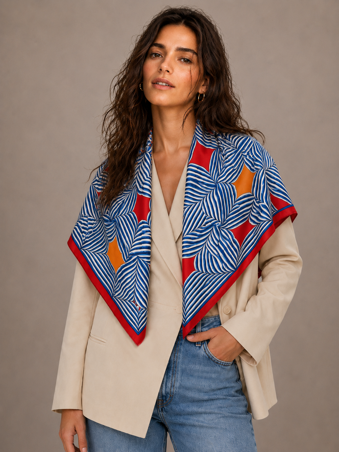 Maze Print Square Scarf
