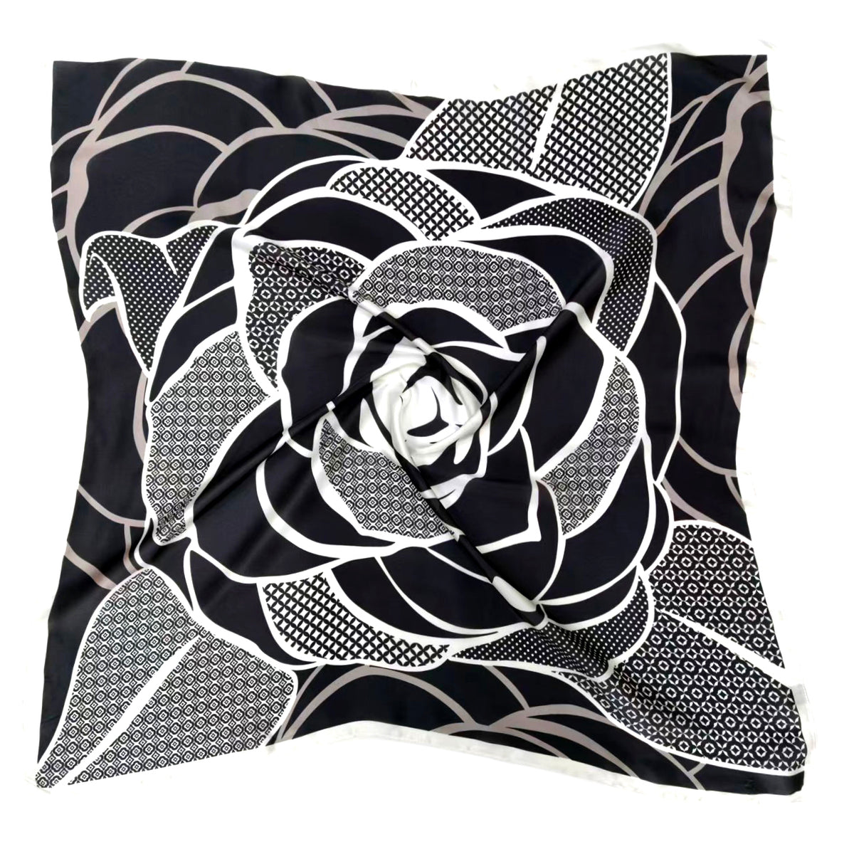 Giant Rose Print Square Scarf