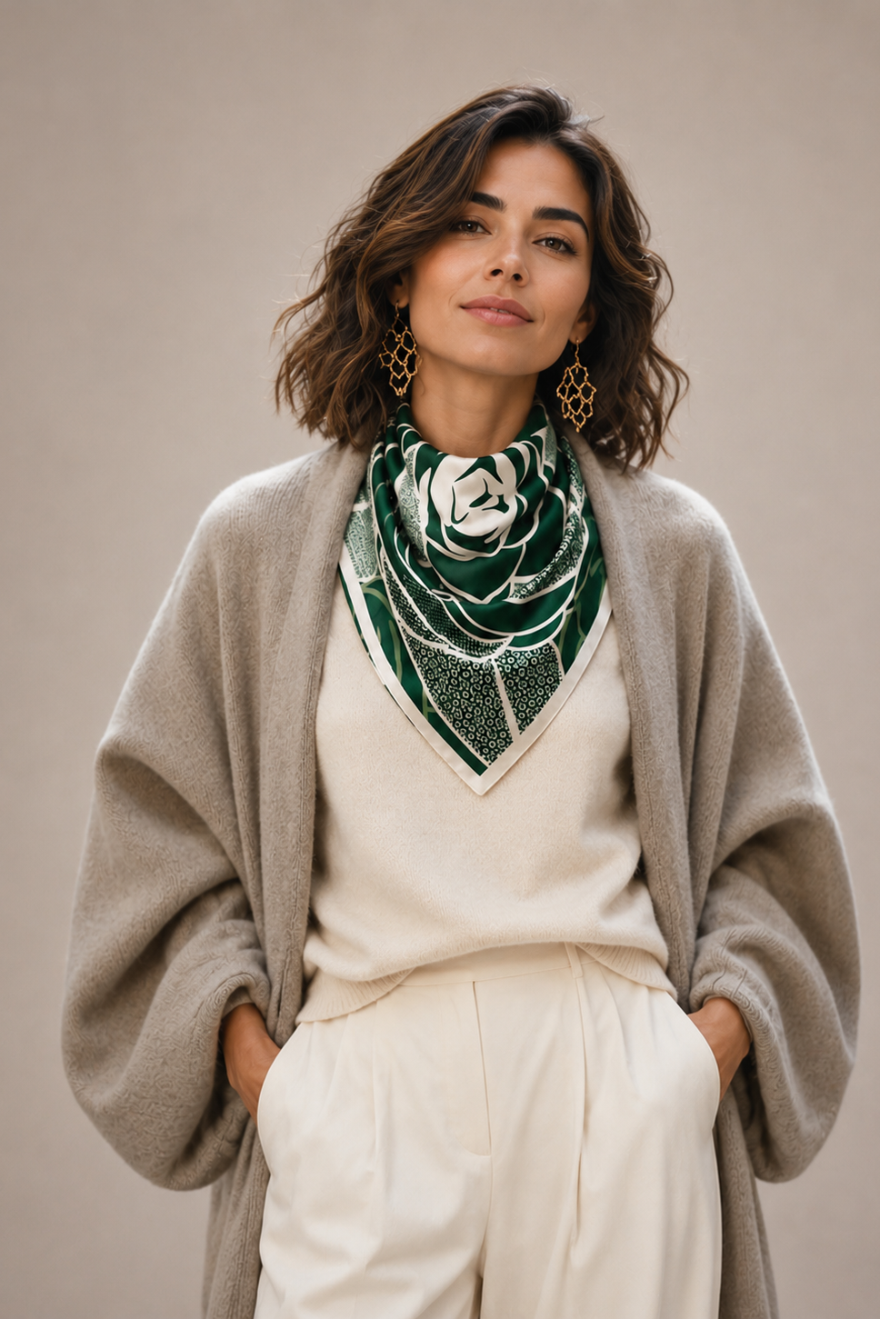 Giant Rose Print Square Scarf
