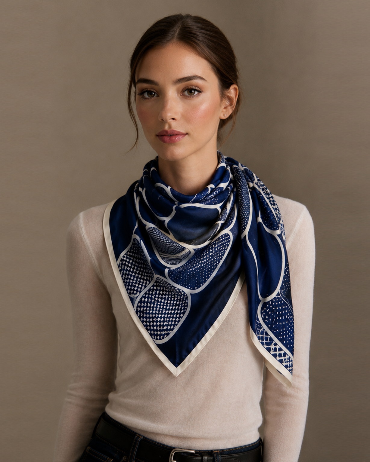 Giant Rose Print Square Scarf