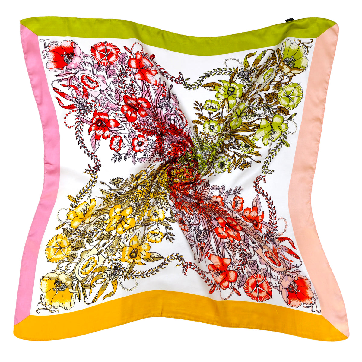 Cross Flower Print Square Scarf