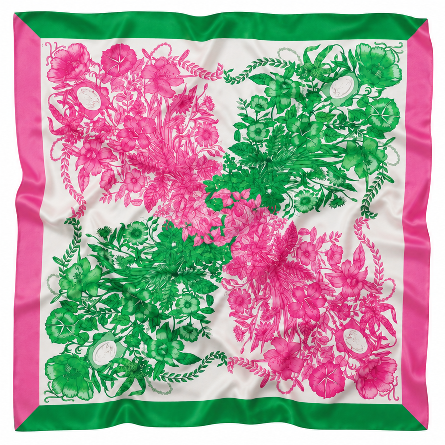 Cross Flower Print Square Scarf
